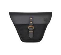 ExMoto Sacoche latérale poche à flanquet noir en cuir et coton ciré pour moto Royal Enfield Interceptor/Continental GT (Black) - EX MOTO
