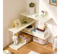 Exmydric Étagère Bureau à Poser sur Bureau, Étagère en Angle avec Panneaux Latéraux en Acrylique Transparent, Quatre Étagères en Bambou Éco-Durable White