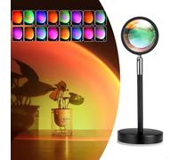 Exnemav - Lampe de nuit coucher de soleil, 16 couleurs et 4 modes, lampe de projection coucher de soleil avec télécommande, lampe solaire arc-en-ciel changeant de couleur, projecteur de lumière LED