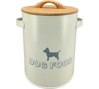 Exner | Bac à nourriture pour chien - 20 cm - métal avec couvercle en bois - stockage de nourriture - accessoires pour chiens