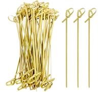 EXNIMA, Lot 50 ou 100 Pièces, Brochettes en Bambou à Nœuds, Piques Écologique, Brochettes Fingerfood en Bambou, Bâtons pour Grillade, Fêtes, Cocktail, Fruit, pour L'artisanat, Tailles 9,12 ou 15cm.