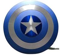 EXNOT Bouclier de capitaine en métal argenté et bleu avec bracelet en cuir American Shield The Winter Soldier Stealth Shield pour cosplay et jeu de rôle Bouclier américain authentique