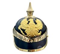 EXNOT Casque prussien en cuir, casque à pointes de la Première Guerre mondiale allemande, armure à écailles de menton, véritable réplique des célèbres casques à pointes