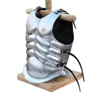 EXNOT Guerrier médiéval Musculaire Conquérant Romain Cuirassé, Argenté, Construction en Acier, Sangles en Cuir Réglables, Taille Standard Adulte, Cosplay Costume