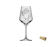 eXODA Verre à vin gravé Puppa Mouton boit du vin 350 ml Passe au lave-vaisselle Design élégant pour les soirées conviviales fait de chaque boisson une expérience spéciale avec charme