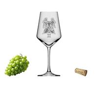 eXODA verre à vin Sternzeichen Zwilling 350ml élégant en verre adapté au lave-vaisselle avec incision pour amateurs de plaisir idéal pour occasions festives