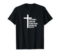 Exode 20:3 20 3 Dieu Jésus Citation Religieuse Croix chrétienne T-Shirt Graphique avec Valeur, Homme, Noir, M