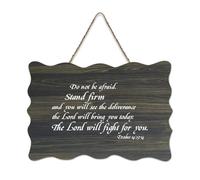 Exodus 14:13 14 Do Not Be Afraid Stand Firm And You Will See The Deliverance The Lord Will Bring Yo Panneau en bois 15,2 x 25,4 cm Décoration murale rustique à suspendre pour porte d'entrée salon