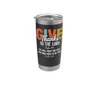 Exodus 14:14 Lord Will Fight For You Bible Verse Psalm 136:1 Gobelet isotherme en acier inoxydable double paroi