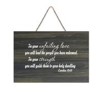 Exodus 15:13 In Your Unfailing Love You Will Lead The People You Have Redeemed In Your Strength You Farmhouse Panneau en bois à suspendre pour porte de bureau, décoration d'intérieur, 15,2 x 25,4 cm