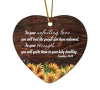 Exodus 15:13 In Your Unfailing Love You Will Lead The People You Have Redeemed In Your Strength You Heart Décoration de Noël en céramique pour décoration de sapin de Noël, souvenir, cadeau de Nouvel