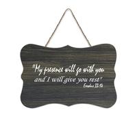 Exodus 33:14 Décoration murale en bois avec inscription « My Presence Will Go with You And I Will Give You Rest » - 15,2 x 25,4 cm - Décoration murale en bois pour porte d'entrée, salon, cuisine
