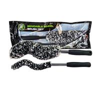 ExoForma Ensemble de brosses Flexibles - Ensemble Unique de 2 brosses réglables pour Roue Qui nettoie derrière Les Roues - Fibre de Laine Solide mais Douce + Embout en Caoutchouc Anti-Rayures sans
