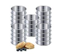 Exogio 20 Pack Cercle Tartelette Antiadhésifs, Cercle a Patisserie 10cm, Moules à Muffins en Acier Inoxy, Anneaux à Gâteaux, Cercles à Double Roulés pour Muffins Mousse Tartes Gâteaux Crumpets