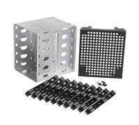 Exogio Cage pour Disque Dur Amovible de 5,25" avec Espace de Ventilateur, HDD Cage Rack Disque, Plateau de Disque Durs, Adaptateur de Support pour Ordinateur vers 5 x 3,5 Pouces