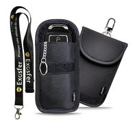 EXOSFER - Antivol Voiture : Pack 2 Étuis Anti RFID Ripstop (1 Small + 1 Medium) + 1 Tour de Cou | Protection Clé Mains Libres, Badge Télépéage | Pochette Anti Piratage Blocage RFID.