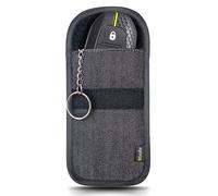 EXOSFER - Etui Anti RFID, Anti Ondes pour Clé de Voiture - Pochette Cage de Faraday - Blocage Signal, Anti Piratage, Antivol Auto, Protection Carte Bancaire NFC - Tissu Jeans (1 pochette Small)
