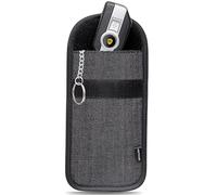 EXOSFER - Etui Anti RFID et Ondes pour Clé de Voiture - Pochette Cage de Faraday - Blocage Signal, Anti Piratage, Antivol Auto, Protection Badge Télépéage. Tissu Jeans (1 Pochette Medium)