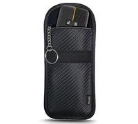 EXOSFER - Etui Anti RFID et Ondes pour Clé de Voiture - Pochette Cage de Faraday - Blocage Signal, Anti Piratage, Antivol Auto, Protection Badge Télépéage. Tissu Carbone (1 pochette Medium)