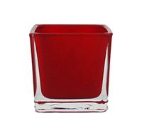 Exotenherz - Cache-pot cube en verre - 8 x 8 x 8 cm rouge.