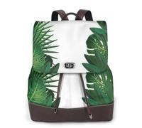 Exotic Fantasy Hawaïen Tropical Feuilles de Palmier Imprimé Femmes Sac à Dos Imperméable Antivol Léger PU Mode Cuir Nylon Sac à Bandoulière Sac à Dos de Voyage, Noir , Taille unique