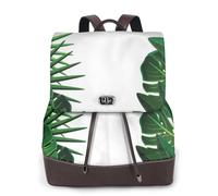 Exotic Fantasy Hawaïen Tropical Feuilles de Palmier Imprimé Femmes Sac à Dos Imperméable Antivol Léger PU Mode Cuir Nylon Sac à Bandoulière Sac à Dos de Voyage, Noir , Taille unique