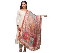 Exotic India Art Silk Dupatta Dupatta avec imprimé floral et perles miroir et bordure en dentelle dorée pour femme