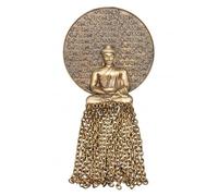 Exotic India Dhyana Mudra Broche Bouddha en laiton avec chaînes pendantes, accessoire pour homme
