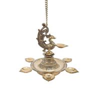 Exotic India Diya Huile à suspendre en laiton avec chaîne pour décoration de temple Mandir Pooja 35,6 cm