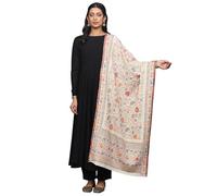 Exotic India Étole en laine pour femme avec vigne florale tissée en fil multicolore | Châle élégant motif fleurs et feuilles pour femme