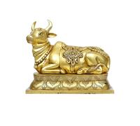Exotic India Nandi Bull Statue en laiton | Sculpture Vahana du Seigneur Shiva | Petite idole de décoration hindoue faite à la main pour le temple Pooja et belle décoration d'intérieur