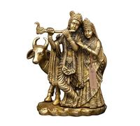 Exotic India Petite statue en laiton Gopala Krishna de 15,2 cm avec idole Radha pour temple Puja, décoration d'intérieur, bureau, décoration de table