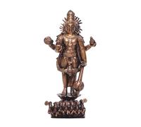 Exotic India Petite statue hindou du dieu du soleil sur pied Surya avec ses sept chevaux en cuivre pour décoration d'intérieur 15,2 cm