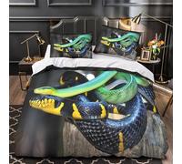 Exotic Snakes Housse de Couette 3D Imprimée Microfibre Résistante 3 Pièces 2 Taies Super Douce Vibrant Reptile Display Linge de Lit Confortable Entretien Facile for Adultes Enfants King（220x240cm）