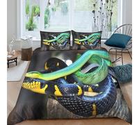 Exotic snakes Parure de Lit Microfibre Hypoallergique 3 pièces Imprimé en 3D Confortable Vibrant reptile display Housse de Couette avec 2 Taies d'oreiller Super Douce for Enfant Single（140x200cm）