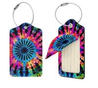Exotic Tribe Étiquettes de bagage style tie dye pour valises, étiquettes de voyage en cuir synthétique avec dos intégral, carte d'identité, étiquettes personnalisées pour sacs, étiquettes de valise