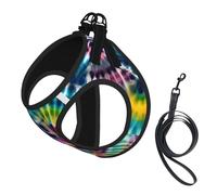 Exotic Tribe Harnais pour chien imprimé tie and dye avec 2 boucles, gilet pour chien, clip avant anti-traction pour laisse pour chiens de petite et moyenne taille