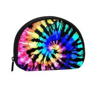 Exotic Tribe Mini porte-monnaie à fermeture éclair style Tie Dye, petit organisateur de voyage avec imprimé intégral, tissu polyester durable, pochette compacte pour pièces de monnaie, clés