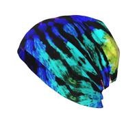 Exotic Tribe Tie Dye Style Print Bonnet chaud tricoté souple pour homme et femme Unisexe Noir