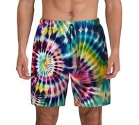Exotic Tribe Tie Dye Style Short de bain pour homme Séchage rapide Léger Vacances Activités de plein air Short de bain, Noir , XXL taille courte