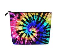 Exotic Tribe Trousse de maquillage style tie-dye Grande capacité Faux Chanvre, étui portable à fermeture éclair résistant à l'eau