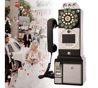 ExoticaBlend Livre d'or Audio - Téléphone de Style Vintage des années pour Mariages, Collection de Messages Audio personnalisés, Souvenir rétro pour Les invités à Partager des Souvenirs,Black