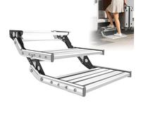 ExoticaBlend Marchepied pour Camping Car, Escabeau Pliable Manuel en Alliage D'Aluminium avec Bande Antidérapante et Extensible, Super Capacité de Charge de 150 KG, pour Camping Car 2Step-Manual(LED)