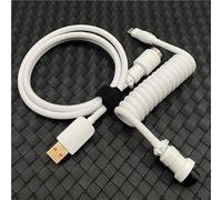 ExotiCore Mini Câble De Clavier Enroulé Personnalisé, Câble USB-C À Double Manchon pour Clavier Mécanique De Jeu 40% 60%(White)