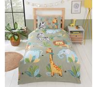 Rapport Home Housse de couette simple + taie d'oreiller Rumble dans La Jungle Lion et Zèbre Enfants
