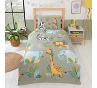 Rapport Home Housse de couette simple + taie d'oreiller Rumble dans La Jungle Lion et Zèbre Enfants