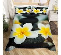Exotique Fleur Housse de Couette Pierre Zen Parure de Lit 220x240cm Decor Meditation Tranquil Nature Ouvrages d'art Parure Housse de Couette Zen Spirituel 3 pièces