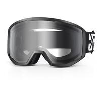 EXP VISION Lunettes de ski anti-buée pour la neige et le snowboard - Double écran OTG avec protection 100% UV400 - Pour homme et femme (cadre noir, transparent)