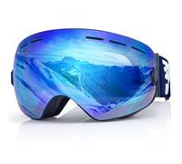 EXP VISION Masque de ski pour homme et femme - Protection 100% UV400 - Anti-buée sur les lunettes - Lunettes de neige avec écran sphérique amovible (Bleu)
