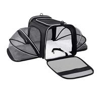 Expandable Pet Carrier, Portable Travel Bag, Breathable Mesh Design, Detachable Shoulder Strap for Cats, Small Dogs, Travel, Shopping 46x28x28cm Black Titanium1